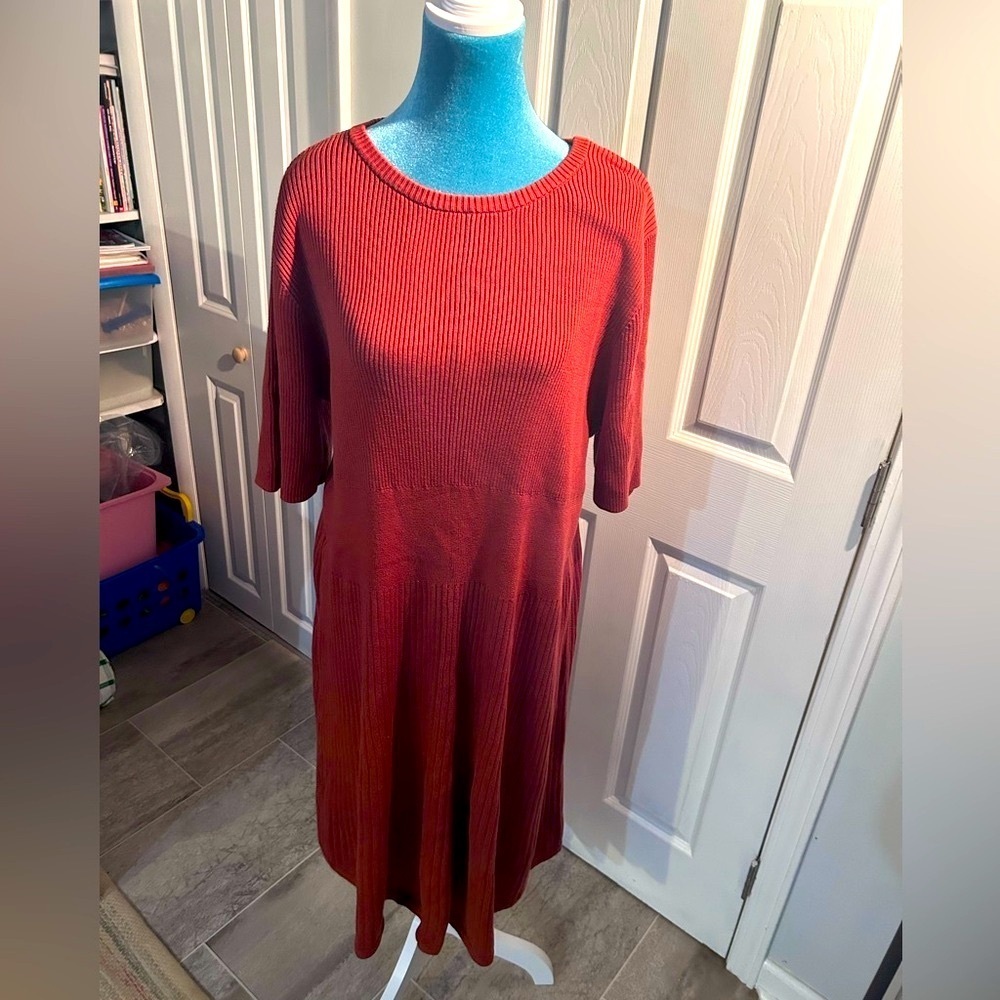 Lands' End Rich Rust Sweater Dress